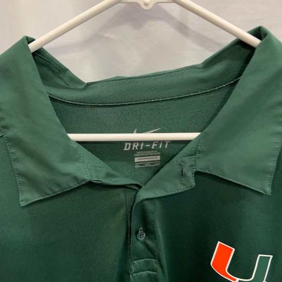Nike University of Miami Hurricanes Dri-Fit Solid Green Polo Shirt Size 4XL - Picture 4 of 15